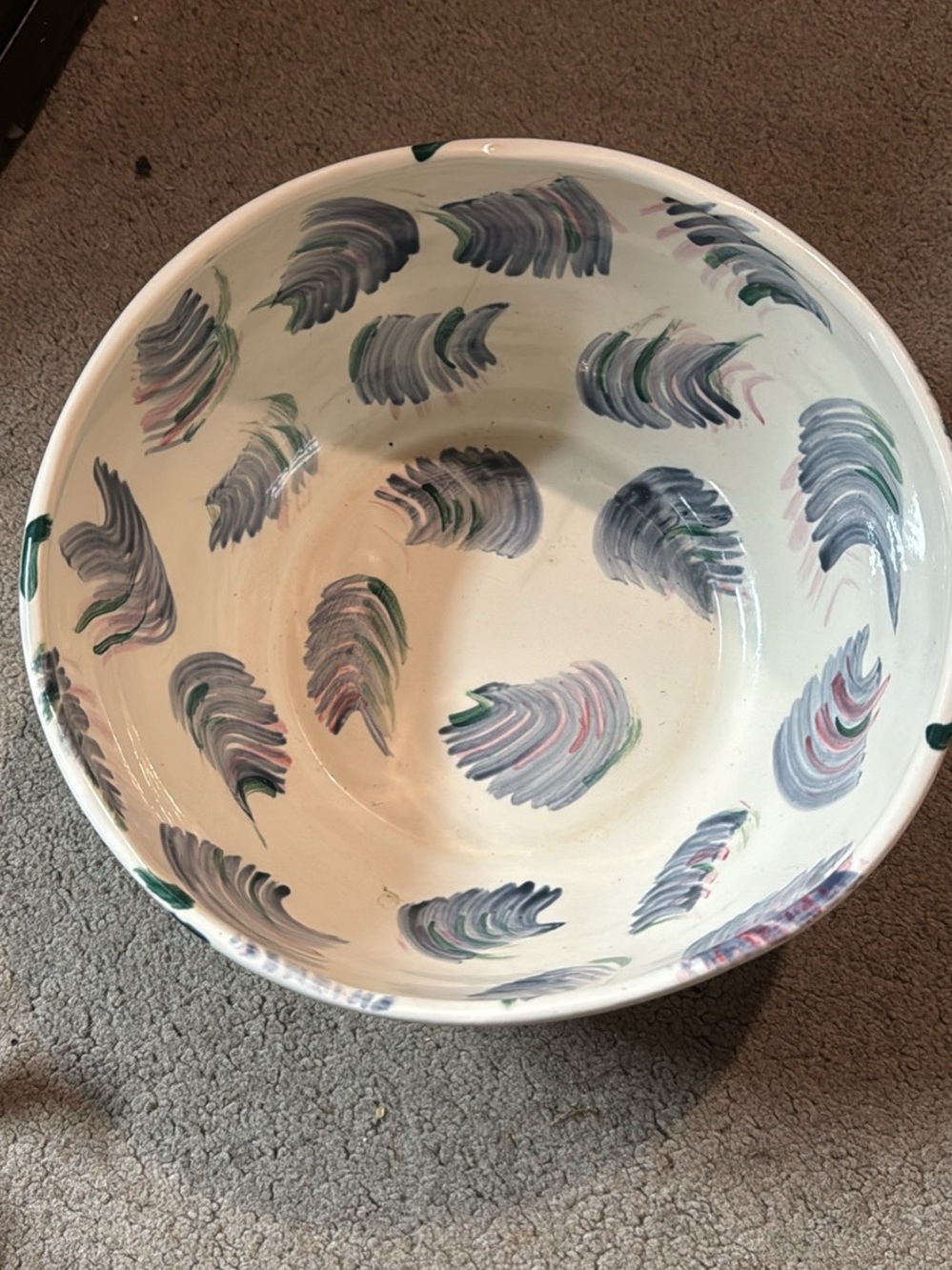 Hand-Painted Ceramic Decorative Bowl in White and Pastel Hues